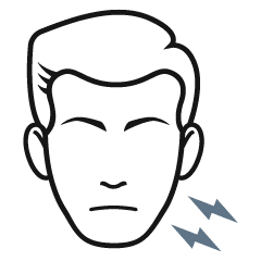 Icon of a man's face in pain